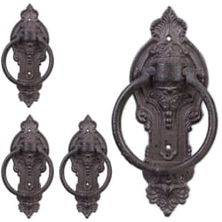 Relaxdays - Heurtoir de porte antique, lot de 4, marteau de porte, style rustique, fonte de fer, HxlxP: 25,5x10,5x2,5 cm, marron