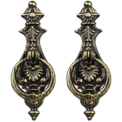 Relaxdays - Heurtoir de porte antique, lot de 2, anneau frappe pour porte, style rustique, fonte fer, 24x8,5x3 cm, noir/bronze