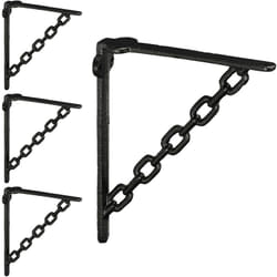 Relaxdays - querre étagère murale, lot de 4, style ancien, support pour étagères, motif chaines, fonte de fer, vintage, noir