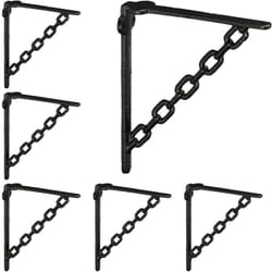 Relaxdays - querre étagère murale, lot de 6, style ancien, support pour étagères, motif chaines, fonte de fer, vintage, noir