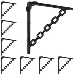 Équerre étagère murale, lot de 8, style ancien, support pour étagères, motif chaines, fonte de fer, vintage, noir
