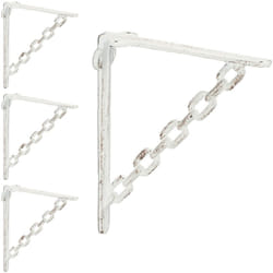 Relaxdays - querre étagère murale, lot de 4, style ancien, support pour étagères, motif chaines, fonte de fer, vintage, blanc