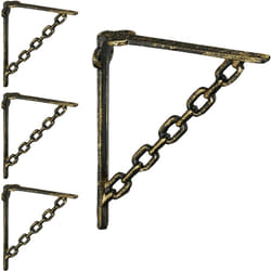 Relaxdays - querre étagère murale, lot de 4, style ancien, support pour étagères, motif chaines, fonte de fer, vintage, bronze