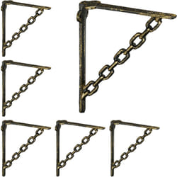 Relaxdays - querre étagère murale, lot de 6, style ancien, support pour étagères, motif chaines, fonte de fer, vintage, bronze