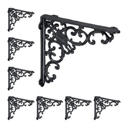 Relaxdays Équerre étagère murale lot de 8 ancien fonte de fer ornements baroques HxLxP : 215x215x4 cm noir