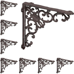 Relaxdays - querre étagère murale, lot de 8, ancien, support en fonte de fer, ornements baroques, brun