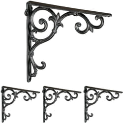 Relaxdays - querre étagère murale, lot de 4, ancien, support en fonte de fer, ornements baroques, noir