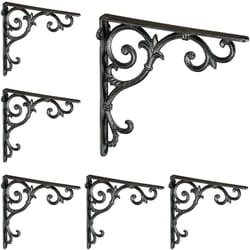 Relaxdays - querre étagère murale, lot de 6, ancien, support en fonte de fer, ornements baroques, noir