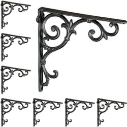 Relaxdays - querre étagère murale, lot de 8, ancien, support en fonte de fer, ornements baroques, noir