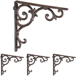Relaxdays - querre étagère murale, lot de 4, ancien, support en fonte de fer, ornements baroques, marron