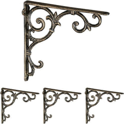Relaxdays - querre étagère murale, lot de 4, ancien, support en fonte de fer, ornements baroques, aspect bronze