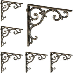 Relaxdays - querre étagère murale, lot de 6, ancien, support en fonte de fer, ornements baroques, aspect bronze