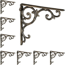 Relaxdays - querre étagère murale, lot de 8, ancien, support en fonte de fer, ornements baroques, aspect bronze