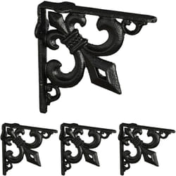 Relaxdays - querre étagère murale, lot de 4, ancien, support en fonte de fer, avec ornement lys, vintage, noir