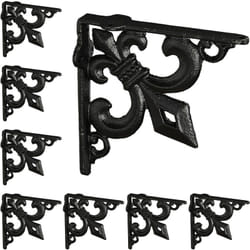 Relaxdays - querre étagère murale, lot de 8, ancien, support en fonte de fer, avec ornement lys, vintage, noir