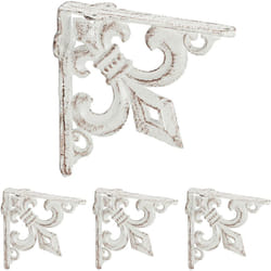 Relaxdays - querre étagère murale, lot de 4, ancien, support en fonte de fer, avec ornement lys, vintage, blanc
