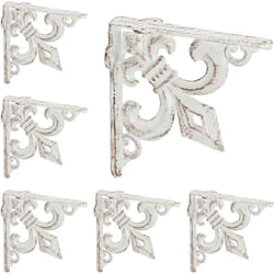 Relaxdays - querre étagère murale, lot de 6, ancien, support en fonte de fer, avec ornement lys, vintage, blanc