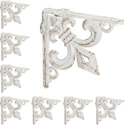 Relaxdays - querre étagère murale, lot de 8, ancien, support en fonte de fer, avec ornement lys, vintage, blanc