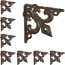 Relaxdays - querre étagère murale, lot de 8, ancien, support en fonte de fer, avec ornement lys, vintage, brun