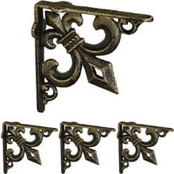Relaxdays - querre étagère murale, lot de 4, ancien, support en fonte de fer, avec ornement lys, vintage, bronze