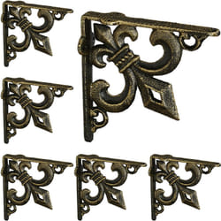 Relaxdays - querre étagère murale, lot de 6, ancien, support en fonte de fer, avec ornement lys, vintage, bronze