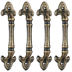 Relaxdays - Poignée de meuble vintage, lot de 4, pour portes, armoires & tiroirs, fonte de fer, 20 cm de long, ornements, bronze