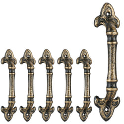 Relaxdays - Poignée de meuble vintage, lot de 6, pour portes, armoires & tiroirs, fonte de fer, 20 cm de long, ornements, bronze