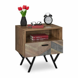 Table d'appoint salon et chambre à coucher avec tiroir, style industriel, console lit, HxLxP: 53 x 50 x 42 cm - Relaxdays