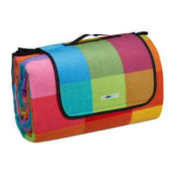 Relaxdays - Couverture pique-nique xxl, 200 x 300 cm, tapis de plage polaire, imperméable, avec poignée, carreaux colorés