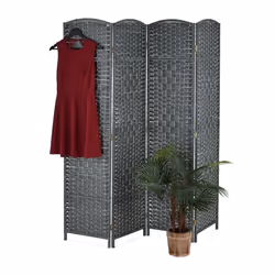 Relaxdays Paravent séparateur de pièce HxL: 170x160 cm séparateur de pièce pliant brise-vue bois&corde papier gris