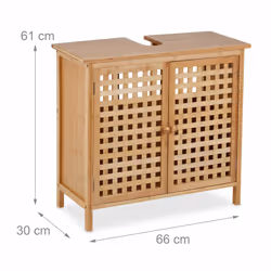 Relaxdays - Meuble sous lavabo, HxLxP : 61x66x30 cm, 1 compartiment, bambou et mdf, salle de bain, placard évier, nature - Vue supplémentaire 4