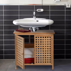 Relaxdays - Meuble sous lavabo, HxLxP : 61x66x30 cm, 1 compartiment, bambou et mdf, salle de bain, placard évier, nature - Vue supplémentaire 5