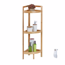Relaxdays 10041321, Etagère d'angle, Autonome, Bambou, Marron, Salle de bains, 7,5 kg