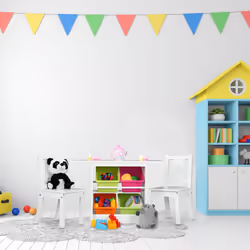 Ensemble mobilier enfants, table dînette, 2 chaises, rangements, mixte, coin salon chambre d'enfant, blanc - Relaxdays