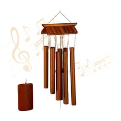 Relaxdays - Carillon à vent en bambou, rappelle les anciens temples, h x l 62 x 15 cm, pour intérieur & extérieur, marron