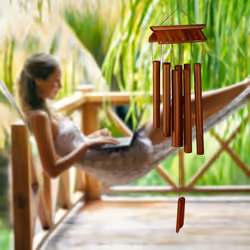 Relaxdays - Carillon à vent en bambou, rappelle les anciens temples, h x l 62 x 15 cm, pour intérieur & extérieur, marron