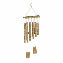 Relaxdays Carillon à vent en bambou, à suspendre, sons apaisants, H x L 60 x 18 cm, pour intérieur et extérieur, nature