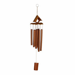 Relaxdays - Carillon à vent en bambou, toit pointu, à suspendre, HLP 68x14x7 cm, pour intérieur et extérieur, marron
