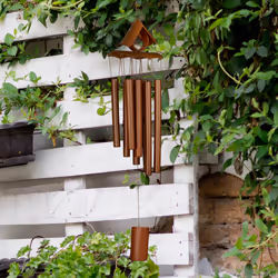 Relaxdays - Carillon à vent en bambou, toit pointu, à suspendre, HLP 68x14x7 cm, pour intérieur et extérieur, marron
