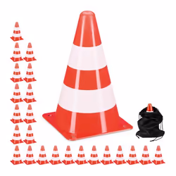 Relaxdays Cônes de travaux lot 24 football dressage chien plots chantier 23 cm circulation réfléchissants orange