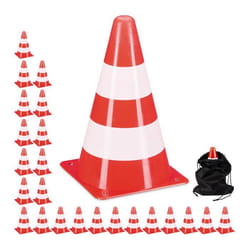 Relaxdays Cônes de travaux lot 24 football dressage chien plots chantier 23 cm circulation réfléchissants orange