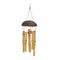 Carillon à vent, tubes en bambou, moitié de noix de coco, h x l : 96 x 15 cm, intérieur et extérieur, nature - Relaxdays