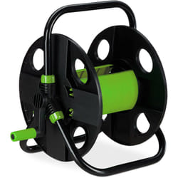 Relaxdays - Dévidoir à tuyau d'arrosage (30 m), raccord 1/2', acier et plastique, avec poignée et manivelle, noir/vert