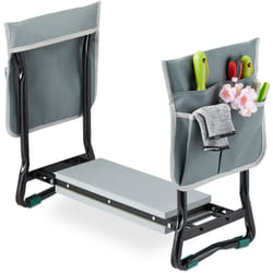 Relaxdays - Agenouilloir de jardinage, pliable, soulage les articulations, 150 kg max, avec 2 poches, rembourré, noir/gris