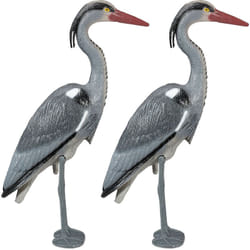 Relaxdays - Statuette de héron, lot de 2, protection contre les chasseurs de poissons, avec pied, à planter, pe, gris