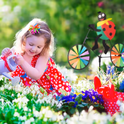 Relaxdays - Moulin à vent en lot de 2, coccinelle sur un vélo, hlp : env. 75,5 x 52 x 4 cm, jardin et balcon, multicolore