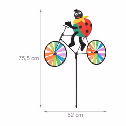 Relaxdays - Moulin à vent en lot de 2, coccinelle sur un vélo, hlp : env. 75,5 x 52 x 4 cm, jardin et balcon, multicolore - Vue supplémentaire 4