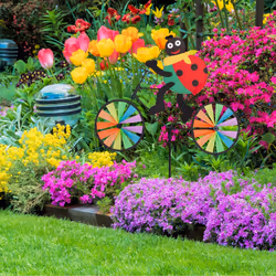 Relaxdays - Moulin à vent en lot de 2, coccinelle sur un vélo, hlp : env. 75,5 x 52 x 4 cm, jardin et balcon, multicolore - Vue supplémentaire 5