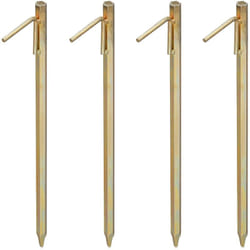 Relaxdays - Piquet de fixation lot de 4, sardine pour sols durs, 50 cm, camping, à enfoncer, acier galvanisé, or