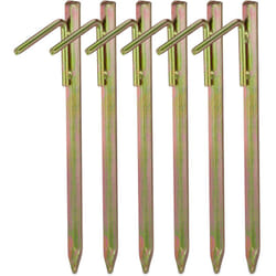 Piquets fixation, lot de 6, sardines pour tentes, tonnelles etc, pour sols durs, crochets, 30 cm, acier, doré - Relaxdays